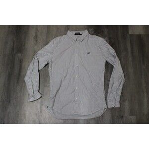 Hollister Epic Flex Muscle Fit Long Sleeve Shirt Blue Striped Button Size Medium